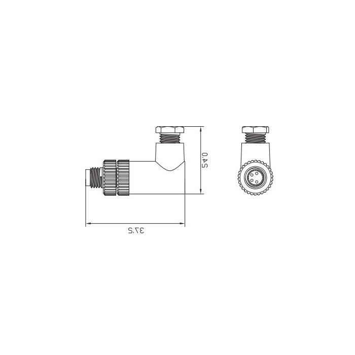 M8 4 Pin、female 90°、Screw connection、63F083