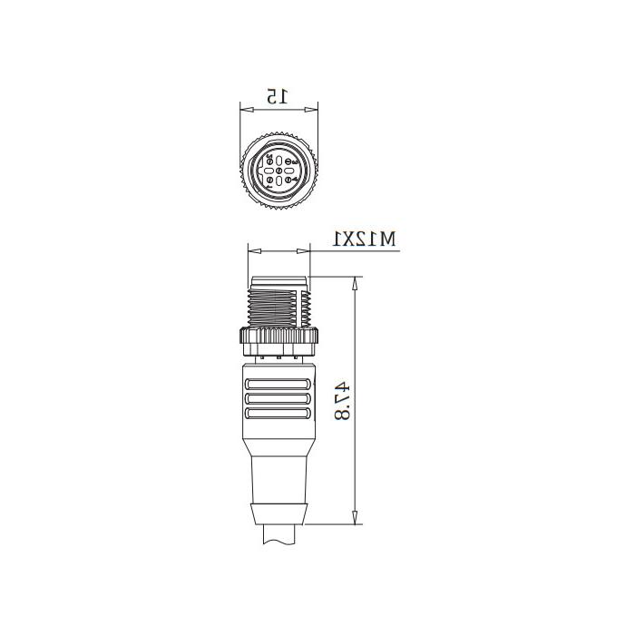 M12 5Pin、B-coded、Straight male、Single end pre cast PUR flexible cable、Purple sheathed 、0C4021-XXX